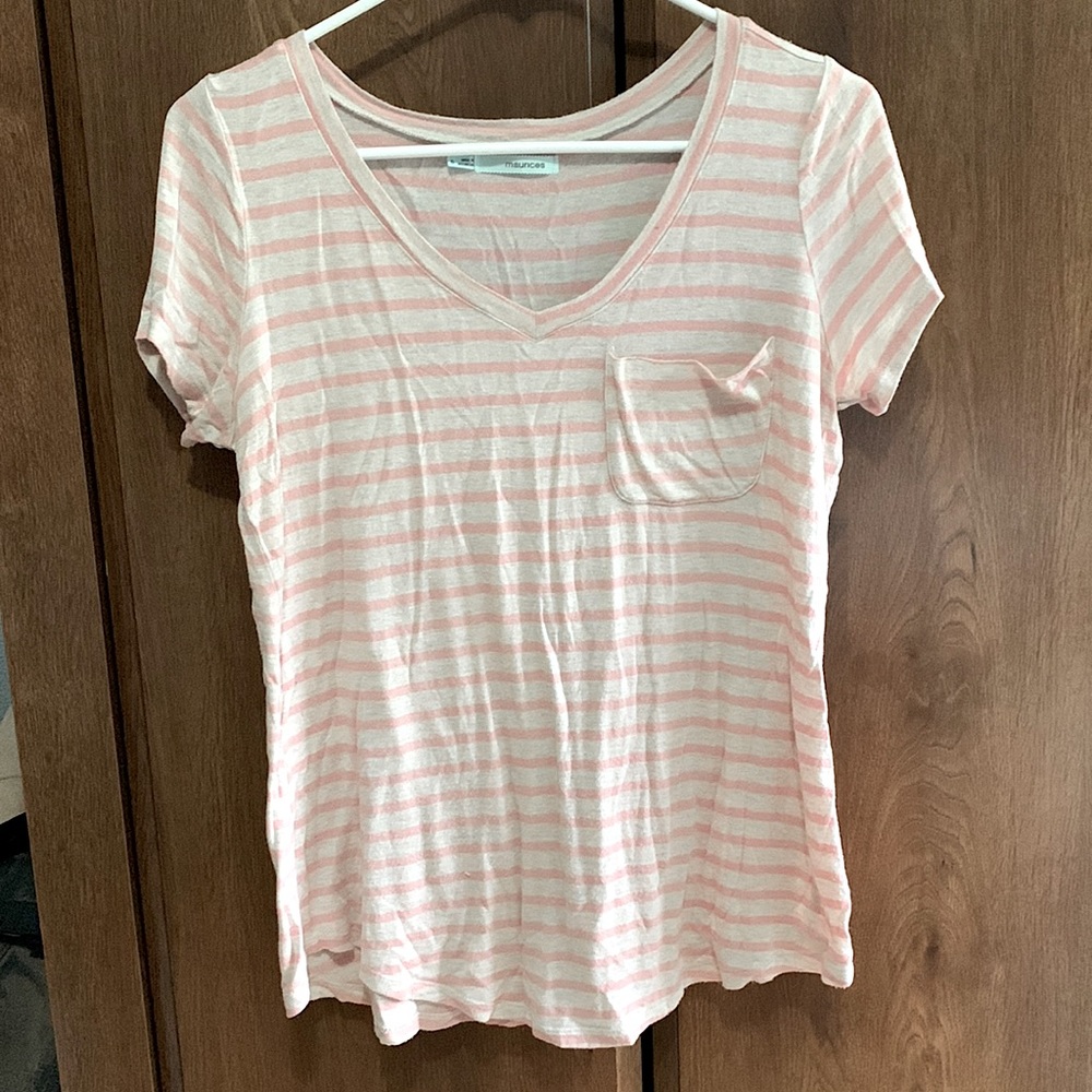 Maurices pink striped shirt size S